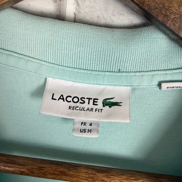 Lacoste Authentic Mint Green Regular Fit Collared Polo Shirt Mens 4 / Medium - Picture 3 of 7